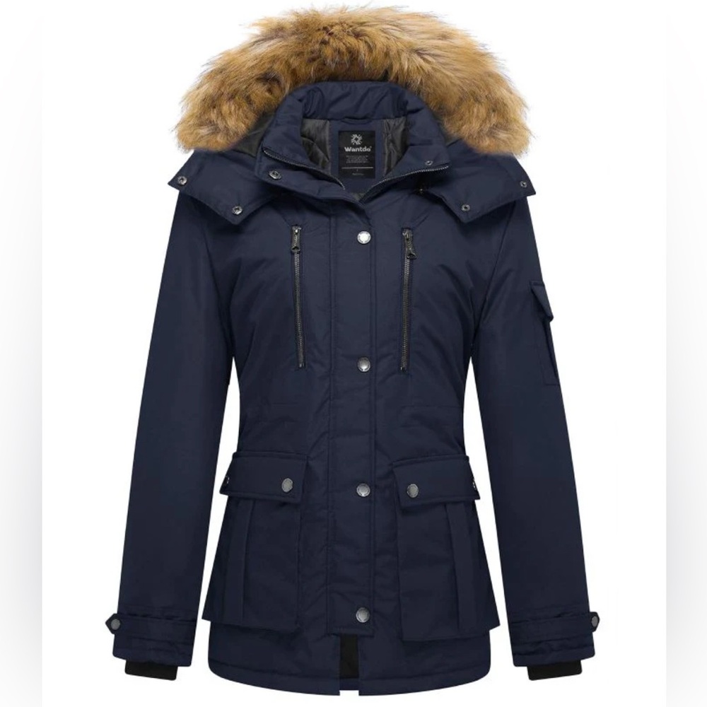 Small Navy Winter Parka With Removable Hood